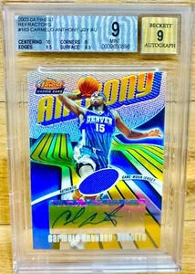 Carmelo Anthony 2003-04 Topps Finest Refractor Jersey RC Auto /250 BGS 9 - Picture 1 of 2