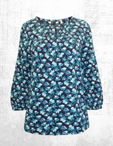 Ex Seasalt Women’s sole Organic Cotton Jersey Top in Navy Floral Mix (Defect) - Picture 1 of 5