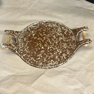 Rare Vintage 1960’s Bennington Potters Brown Agate Pattern Handled Trivet 8”Dia - Picture 1 of 6