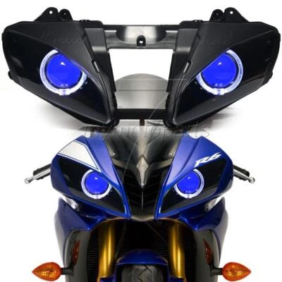 Farol HID projetor conjunto diabo azul halo branco para Yamaha YZF-R6 08-16 - Imagem 1 de 4