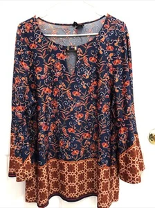 womens New Directions size XL bell sleeve key hole neck top - Picture 1 of 8