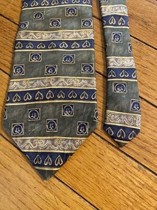 Nuovo senza etichette! *Barrington* Cravatta cravatta uomo 100% seta designer cuori verde blu classica - Foto 1 di 7