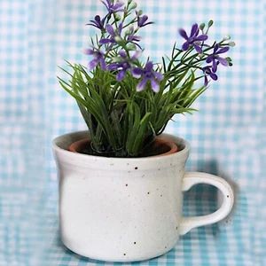 TAZZA VINTAGE SHABBY CHIC IN CERAMICA VASETTO ANNI 70 CACHE POT PORTAFIORI MUG - Foto 1 di 6