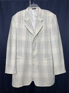 Stacy Adams Men's Dress Jacket Blazer Purple, Gray, Green, White Plaid Size 44L