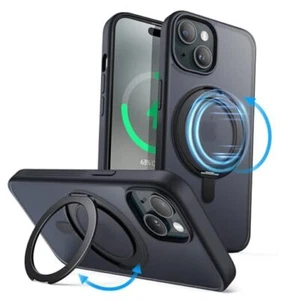 360 Degree Rotatable Ring Case for iPhone 15 Plus 6.7-Inch Compatible Black - Picture 1 of 7