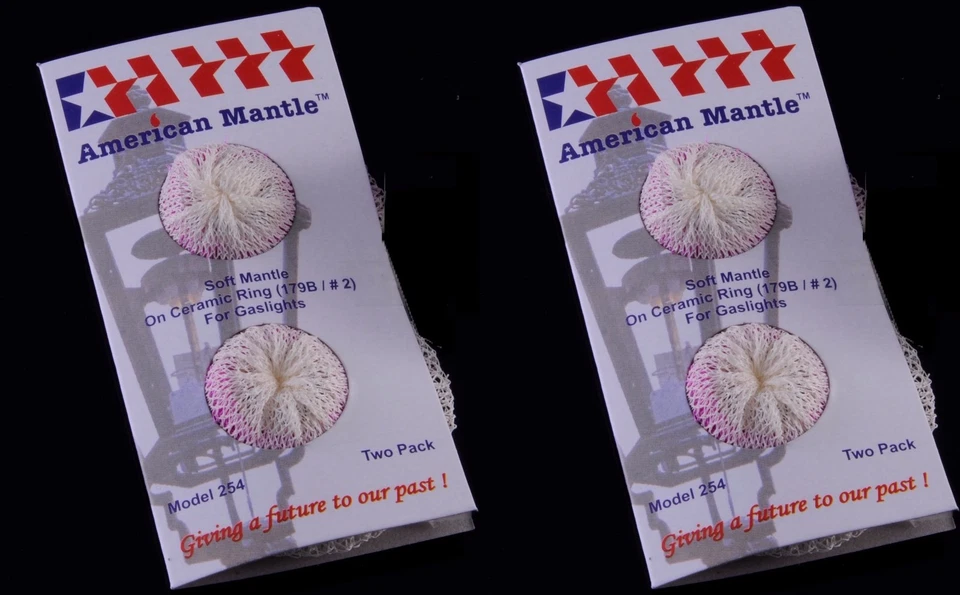 AMERICAN MANTLE Soft Inverted Outdoor Gas Light Mantle; Ring 179B/#2 SKU 254-02 Packs/04 Pieces