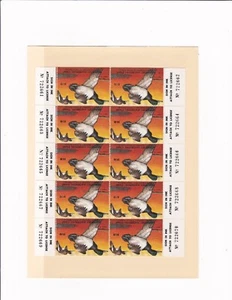 1977 Maryland Duck Stamp Unused Sheet of #4 Greater Scaup MNH With Tabs - Picture 1 of 1