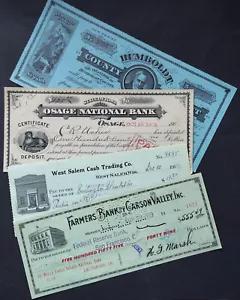 lot of 4 Very Nice Engraved Cheques of the USA - Picture 1 of 7