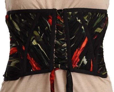 DOLCE & GABBANA Top Seda Negro Corsé Cinturón Elástico Cintura Correa IT46/US12/XL $900 Foto 1 de 4