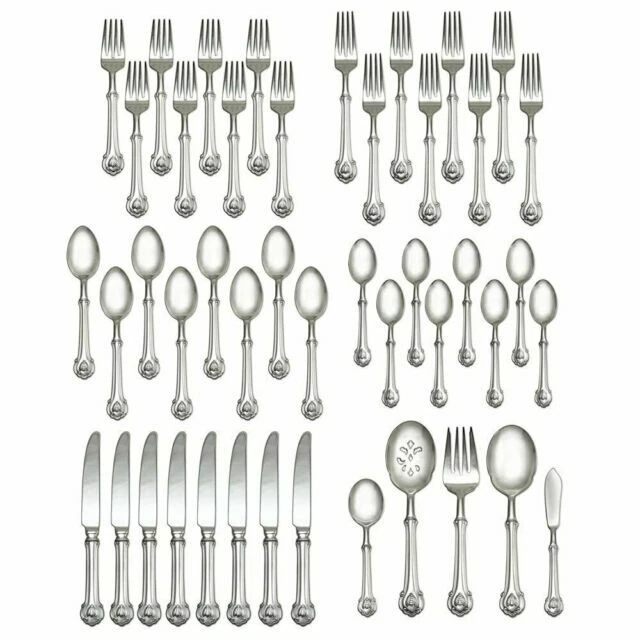 Wallace Napoleon Bee  Flatware Stainless Steel Set, 45 Pieces - Silver