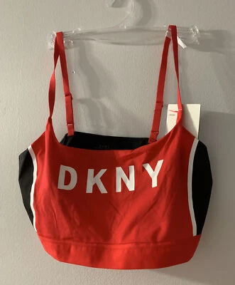 Sujetador deportivo DKNY mezcla de algodón logotipo sin alambres DK4509 elige la talla L Foto 1 de 4