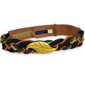 Vintage Ginnie Johansen Designs Inc. Rope Woven Belt with Metal Gold Leaf - Picture 1 of 10
