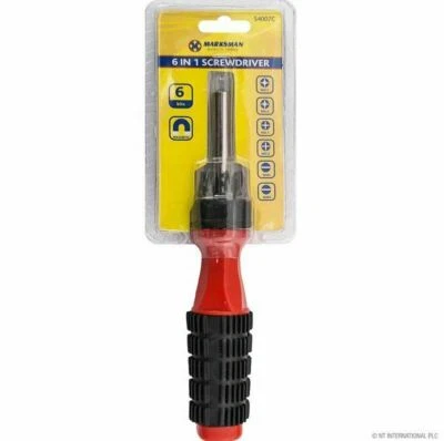 6 In 1 Screwdriver With Magnetic Bits Slotted Phillips Multi Screwdriver bit set - Image 1 of 2
