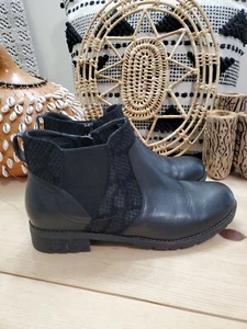 Abeo Damen 9,5 Darlington Bootie Chelsea schwarz Leder Schlangensohle Komfort - Bild 1 von 15