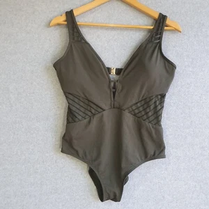 Jets Jessica Allen Swimwear Womens Sz 14 Green V-Neck One Piece Resort Bathers - Picture 1 of 10