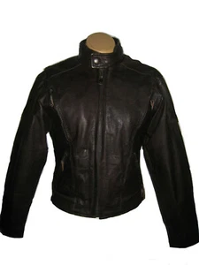 BIKER CLASSIC GENUINE DARK ROAST COFFEE LEATHER JACKET WOMEN SIZE S HEAVY DUTY - Picture 1 of 12