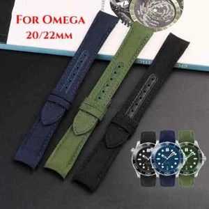 Nylon Canvas Leder Uhrenarmband für Omega Planet Ocean 20 22 mm gebogenes Endband - Bild 1 von 27