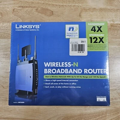 Linksys WRT300N Wireless-N 4-Port Broadband Router with MIMO Technology - NIB - Image 1 of 4