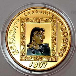 Spanien 20 Euro 1997 PP golden Pablo Picasso Portrait Dora Maar emailliert lesen - Bild 1 von 2