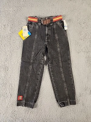 Vintage Little Levi's Jeans Black Acid Wash Kids Size 6 W/ Belt New W/ Tags - Image 1 of 4