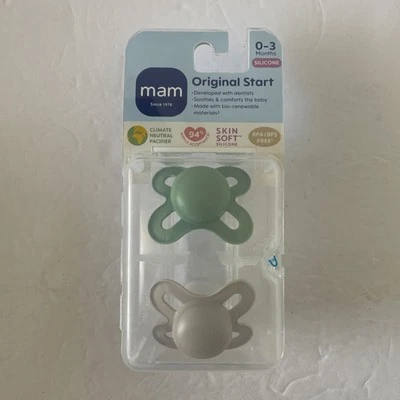 Chupetes Mam Newborn Start Verde Gris Unisex Silicona NUEVO Foto 1 de 3