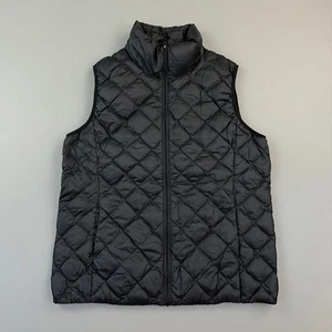 Uniqlo Weste Damen Groß Schwarz Durchgehender Reißverschluss Leicht Packbar Daunen Gesteppt Puffer - Bild 1 von 10