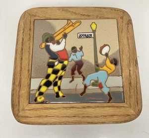 ARIUS Kunst Keramik Fliese Kunst Holz gerahmt Lazy Susan mit Bourbon Street - Bild 1 von 6
