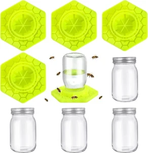 4 Pack Bee Feeder for Mason Jar Bee Watering Station Garden Silicone Sugar Water - Picture 1 of 6