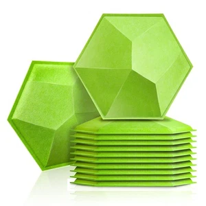 12Pack Hexagon Acoustic Panels 14X 12X 0.4 High Density Sound Absorbing Panels S - Picture 1 of 8