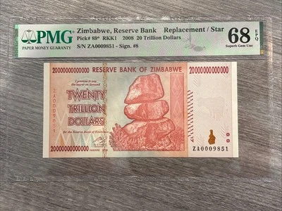 2008- ZA- Zimbabwe- 20 Trillion- Replacement Star- Pick# 89*- PMG- 68 EPQ - Image 1 of 2
