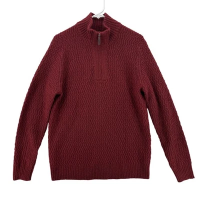Banana Republic Sweater Mens Medium Half Zip Wool Blend Pullover Textured Knit - Image 1 of 4