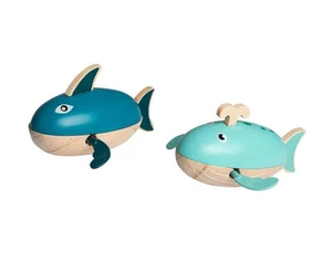 Kaper Kidz Wooden Water Play Wind-Up Shark & Whale | Fun Bath-Time Toy - Picture 1 of 6