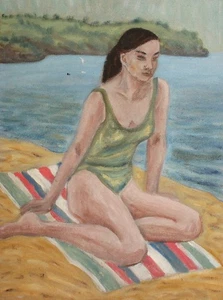 Vintage oil painting impressionist girl portrait - Picture 1 of 12