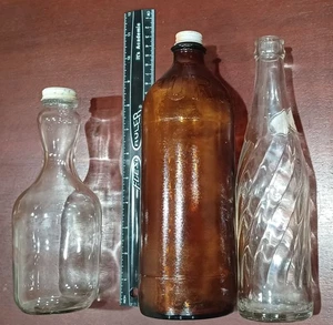 Old Bottles Pepsi Purex 1969 Wesson Foods Clear and Brown Glass Tall Lot of 3 - Picture 1 of 17