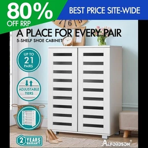 ALFORDSON Shoe Cabinet Organiser Storage Rack Drawer Shelf 21 pairs White - Picture 1 of 12