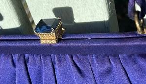 Vintage 40’s Crown Lewis Satin Evening Bag Blue Sapphire Strass Verschluss gefüttert - Bild 1 von 17