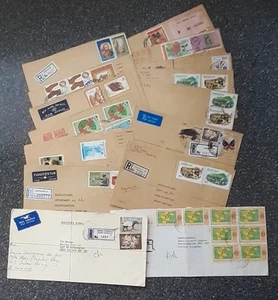 COLLECTION OF USED AIRMAIL ENVELOPES TO BARCLAYCARD NORTHAMPTON 1980's - Picture 1 of 21
