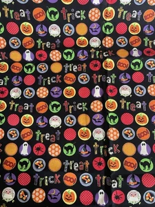Halloween Quilting Cotton 30” x 44” Trick or Treat w/ Glitter Fabric Traditions - Picture 1 of 10