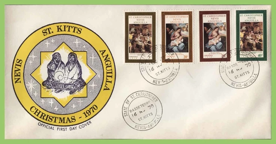St Christopher Nevis Anguilla 1970 Christmas  First Day Cover - Image 1 of 1