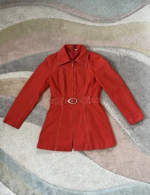 H&M 2003 Orange Vintage Style Women’s Trench Coat Size 8 Y2K EXCELLENT COND!! - Image 1 of 4
