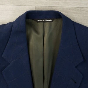 Jack Victor Vintage Flanell Tweed Blazer Herren 46 L* Blau Windowpane 3 Btn Ventless - Bild 1 von 16