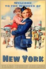 New York TWA Airlines Audrey Hepburn Howard Hughes Travel Poster Art Print 367