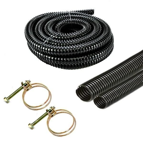 BLACK CORRUGATED WATER BUTT HOSE PIPE EXTENSION OVERFLOW FLEXIBLE CONNECTOR TUBE - Image 1 of 1