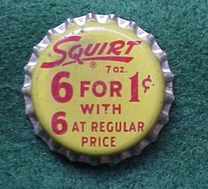 Squirt Soda Bottle Cap - Cork & White Seal - 5D2 - Picture 1 of 2