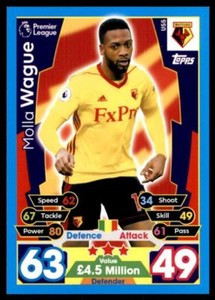 Match Attax 17/18 EXTRA Molla Wague Watford Squad Updates No. U55