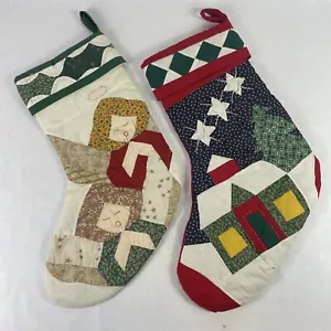 "Par de 2 Medias de Navidad Acolchadas con Retazos Grandes Aprox 18"" x 10"" Ángeles" - Imagen 1 de 24
