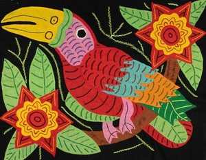 Rainforest Multi-Color Toucan Parrot Bird Mola - Picture 1 of 10