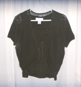 Judith Hart 2 pc silk blend sleeveless top with crochet short jacket Women's L - Picture 1 of 8
