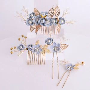 Girl Flower Hair Comb Hair Ornament HanFu Accessory U-shaped Headwear Hairpin - Picture 1 of 8