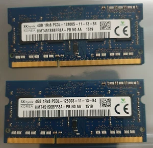 Sk Hynix 8GB 2X4GB DDR3 1RX8 1600MHz PC3L-12800S 204pin SODIM Laptop Memory RAM - Picture 1 of 1